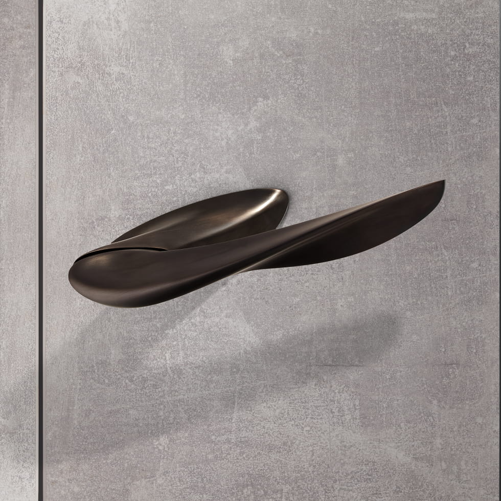 Nexxa door handle by Zaha Hadid and by izé in satin black finish.