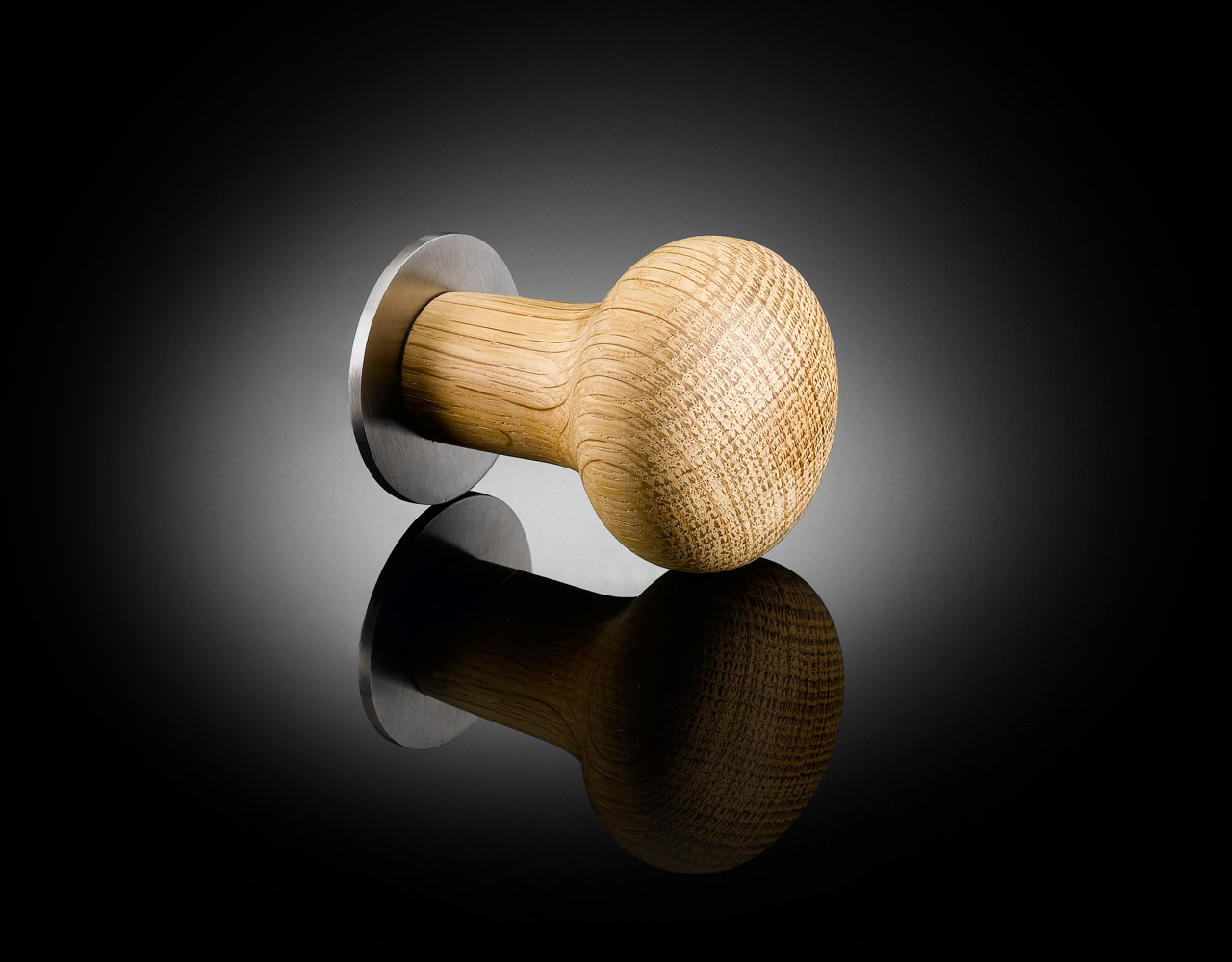 Gollifer Langston Luxury oak door knob on round rose supplied by izé